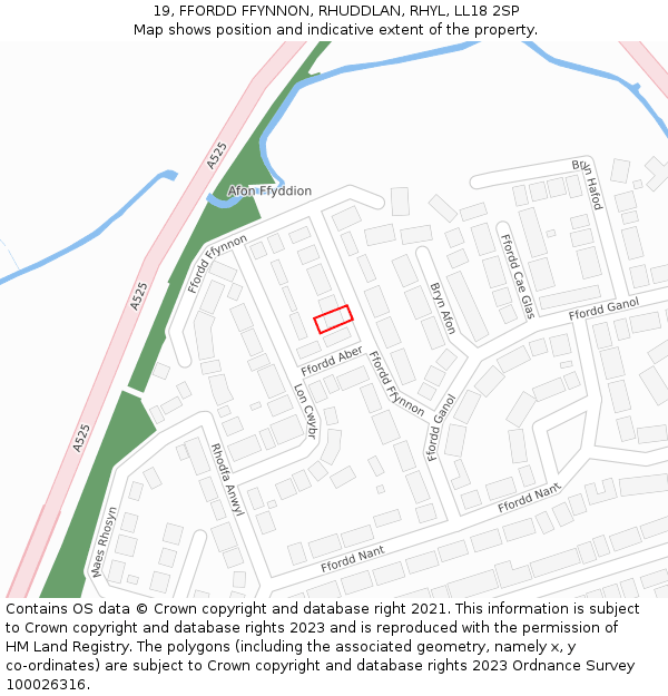 19, FFORDD FFYNNON, RHUDDLAN, RHYL, LL18 2SP: Location map and indicative extent of plot