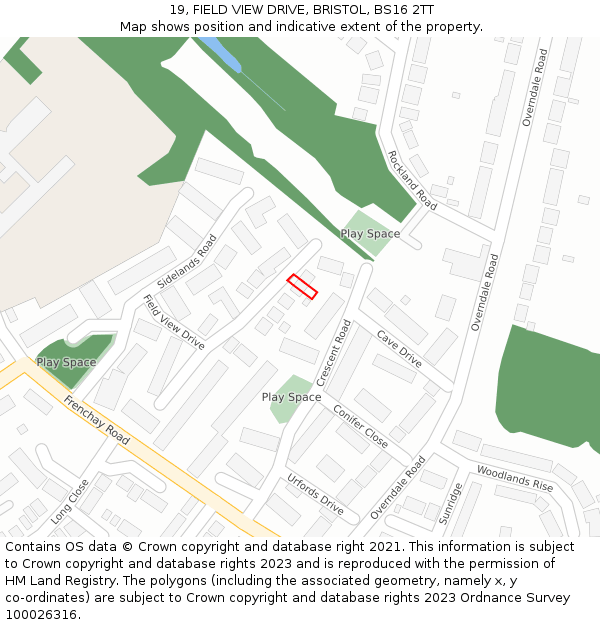 19, FIELD VIEW DRIVE, BRISTOL, BS16 2TT: Location map and indicative extent of plot