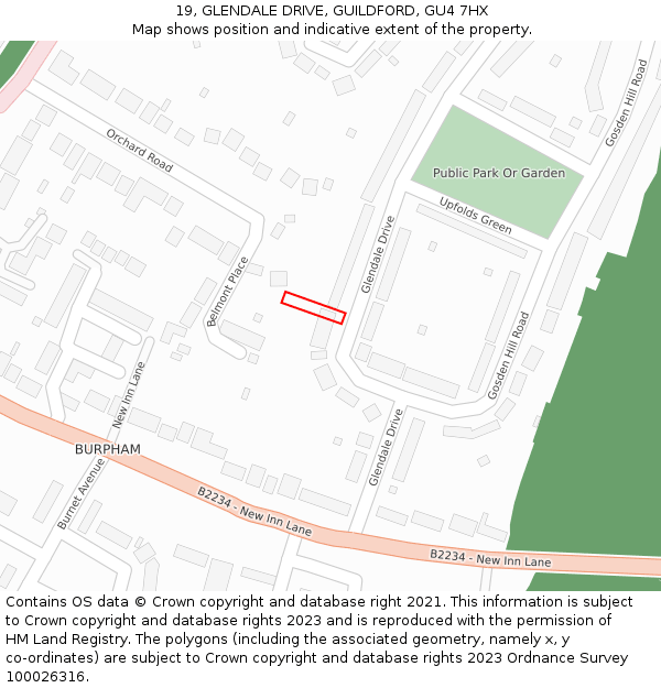 19, GLENDALE DRIVE, GUILDFORD, GU4 7HX: Location map and indicative extent of plot