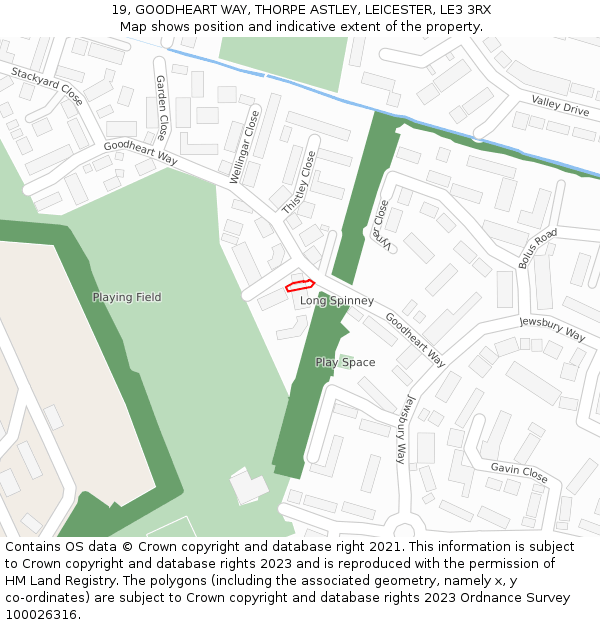 19, GOODHEART WAY, THORPE ASTLEY, LEICESTER, LE3 3RX: Location map and indicative extent of plot