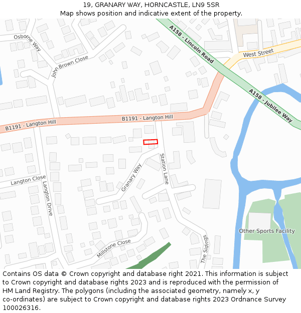 19, GRANARY WAY, HORNCASTLE, LN9 5SR: Location map and indicative extent of plot