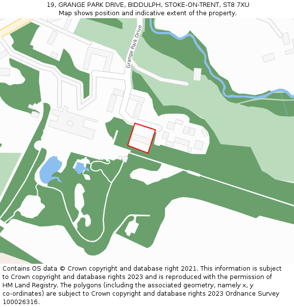 19, GRANGE PARK DRIVE, BIDDULPH, STOKE-ON-TRENT, ST8 7XU: Location map and indicative extent of plot