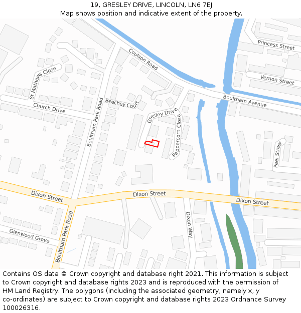 19, GRESLEY DRIVE, LINCOLN, LN6 7EJ: Location map and indicative extent of plot