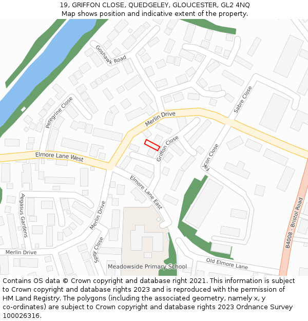 19, GRIFFON CLOSE, QUEDGELEY, GLOUCESTER, GL2 4NQ: Location map and indicative extent of plot