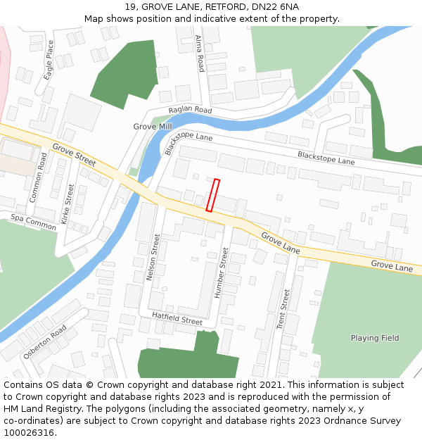 19, GROVE LANE, RETFORD, DN22 6NA: Location map and indicative extent of plot