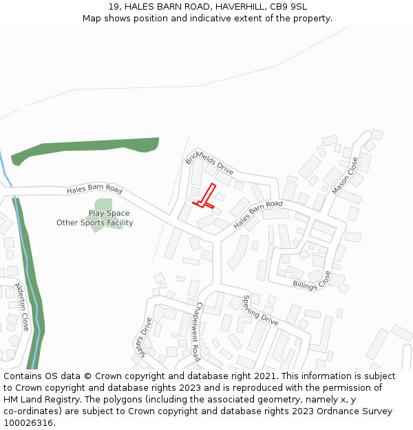 19, HALES BARN ROAD, HAVERHILL, CB9 9SL: Location map and indicative extent of plot