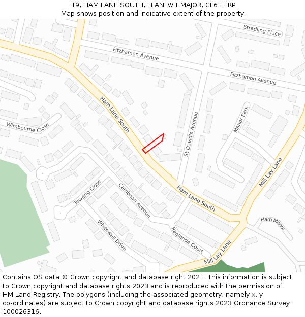 19, HAM LANE SOUTH, LLANTWIT MAJOR, CF61 1RP: Location map and indicative extent of plot