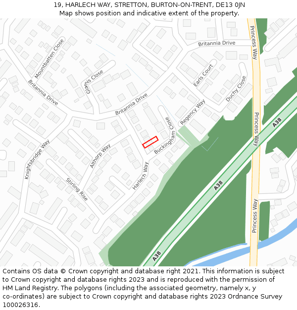 19, HARLECH WAY, STRETTON, BURTON-ON-TRENT, DE13 0JN: Location map and indicative extent of plot