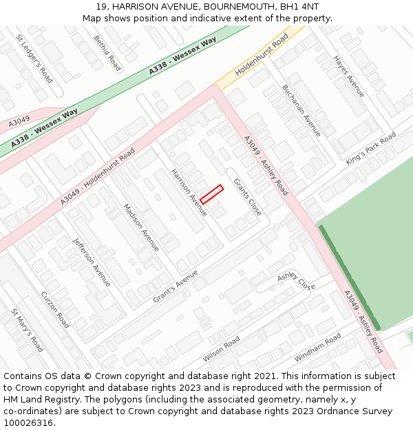 19, HARRISON AVENUE, BOURNEMOUTH, BH1 4NT: Location map and indicative extent of plot