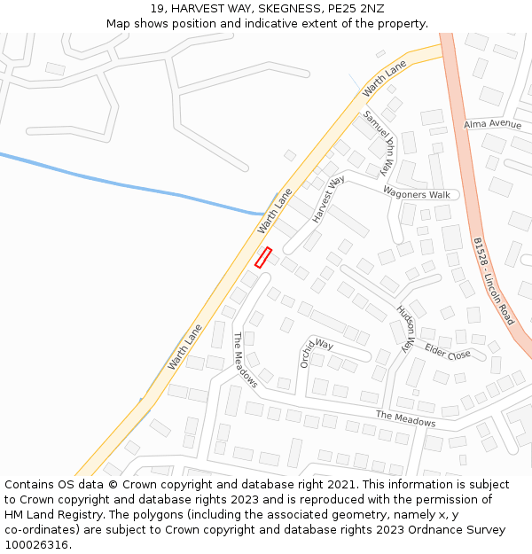 19, HARVEST WAY, SKEGNESS, PE25 2NZ: Location map and indicative extent of plot