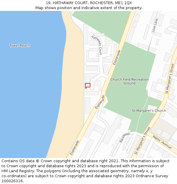 19, HATHAWAY COURT, ROCHESTER, ME1 1QX: Location map and indicative extent of plot