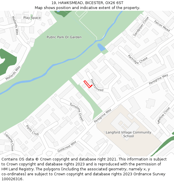 19, HAWKSMEAD, BICESTER, OX26 6ST: Location map and indicative extent of plot