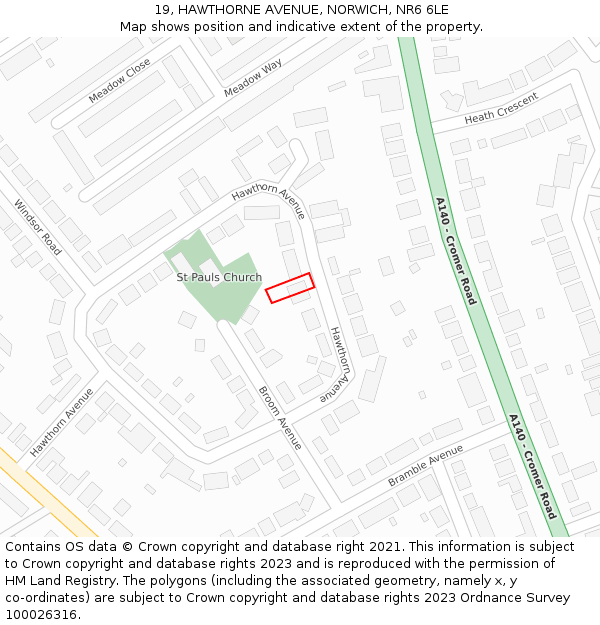 19, HAWTHORNE AVENUE, NORWICH, NR6 6LE: Location map and indicative extent of plot