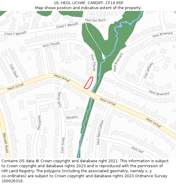 19, HEOL UCHAF, CARDIFF, CF14 6SP: Location map and indicative extent of plot