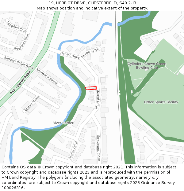 19, HERRIOT DRIVE, CHESTERFIELD, S40 2UR: Location map and indicative extent of plot