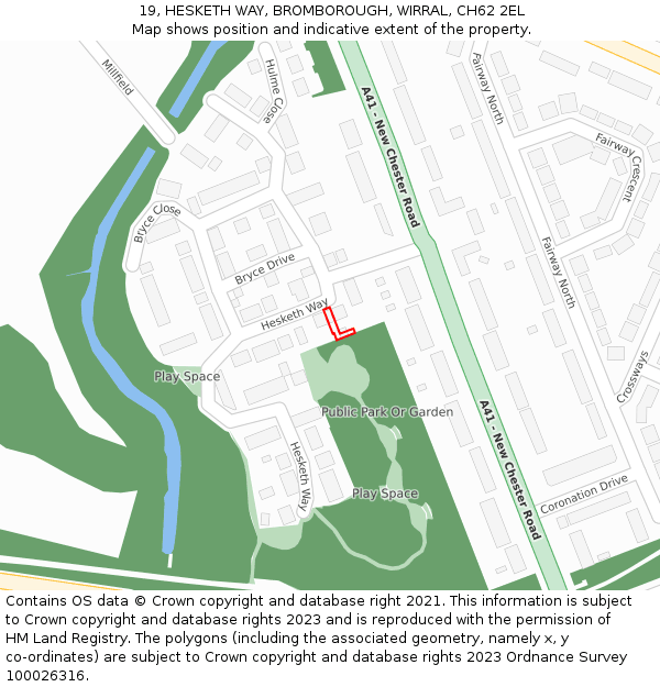 19, HESKETH WAY, BROMBOROUGH, WIRRAL, CH62 2EL: Location map and indicative extent of plot