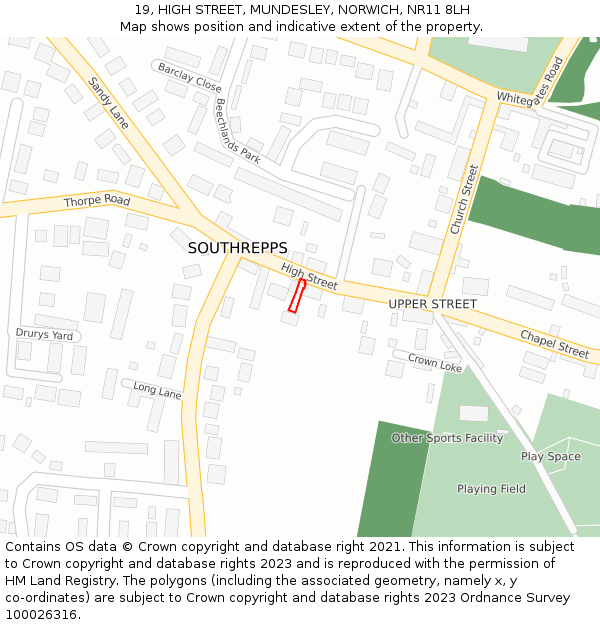 19, HIGH STREET, MUNDESLEY, NORWICH, NR11 8LH: Location map and indicative extent of plot