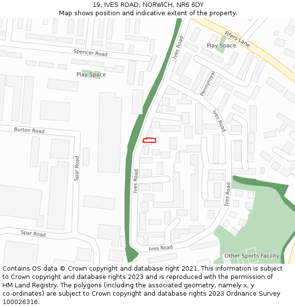 19, IVES ROAD, NORWICH, NR6 6DY: Location map and indicative extent of plot