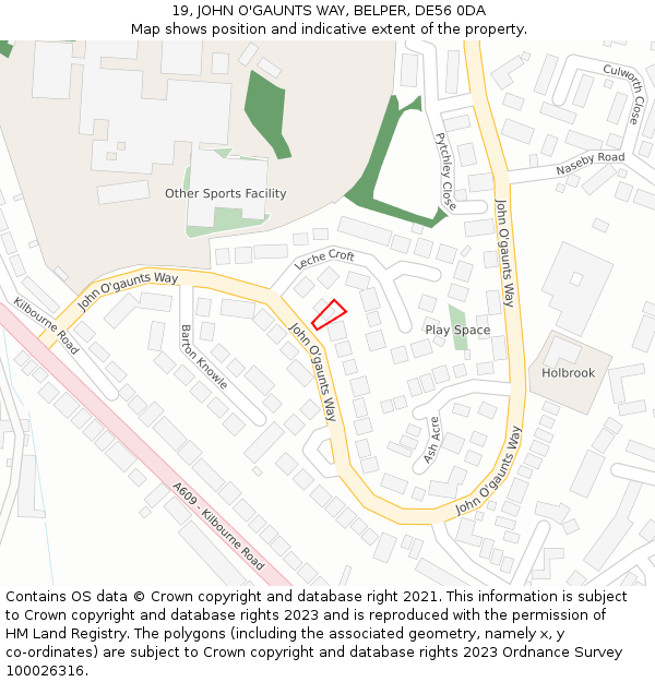19, JOHN O'GAUNTS WAY, BELPER, DE56 0DA: Location map and indicative extent of plot