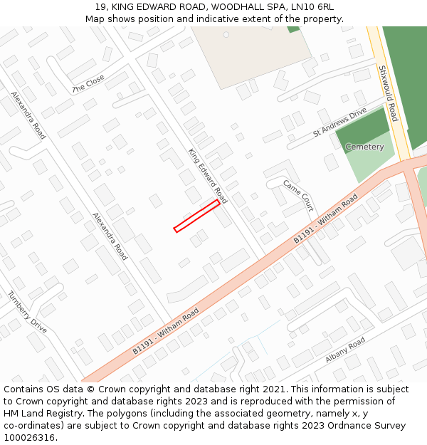19, KING EDWARD ROAD, WOODHALL SPA, LN10 6RL: Location map and indicative extent of plot