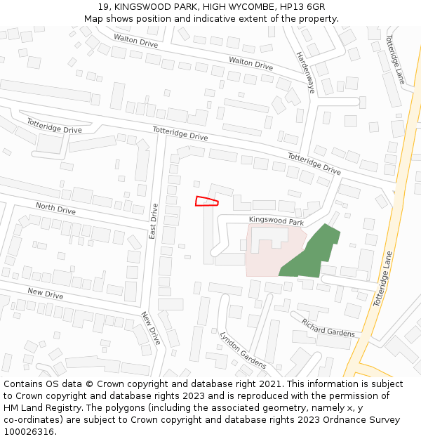 19, KINGSWOOD PARK, HIGH WYCOMBE, HP13 6GR: Location map and indicative extent of plot