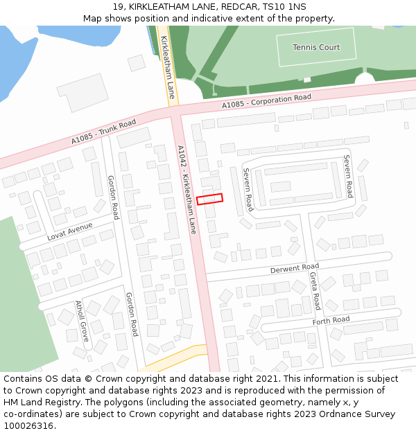 19, KIRKLEATHAM LANE, REDCAR, TS10 1NS: Location map and indicative extent of plot
