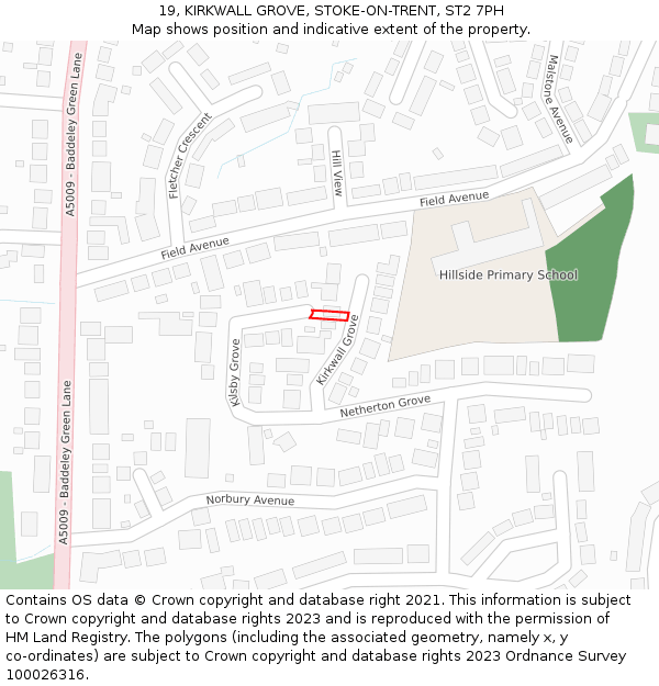 19, KIRKWALL GROVE, STOKE-ON-TRENT, ST2 7PH: Location map and indicative extent of plot