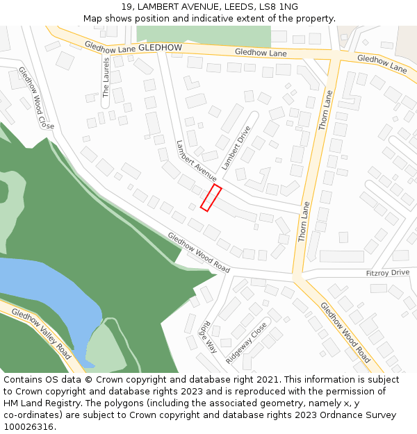 19, LAMBERT AVENUE, LEEDS, LS8 1NG: Location map and indicative extent of plot