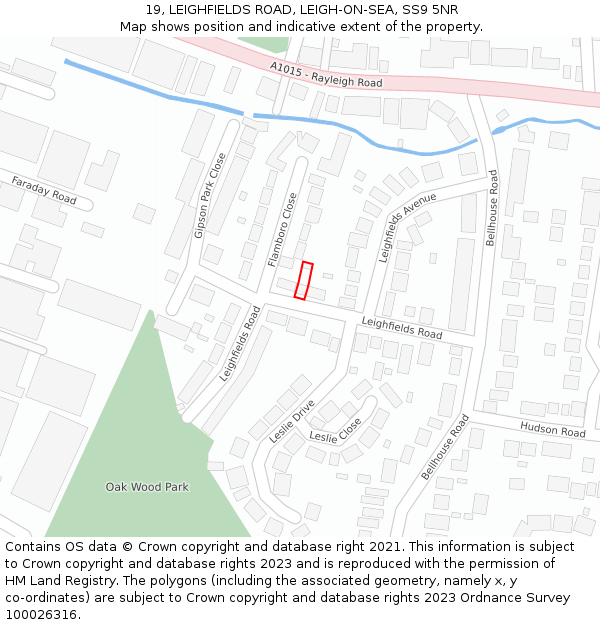 19, LEIGHFIELDS ROAD, LEIGH-ON-SEA, SS9 5NR: Location map and indicative extent of plot