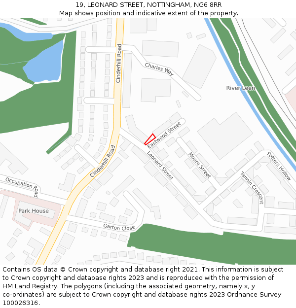 19, LEONARD STREET, NOTTINGHAM, NG6 8RR: Location map and indicative extent of plot