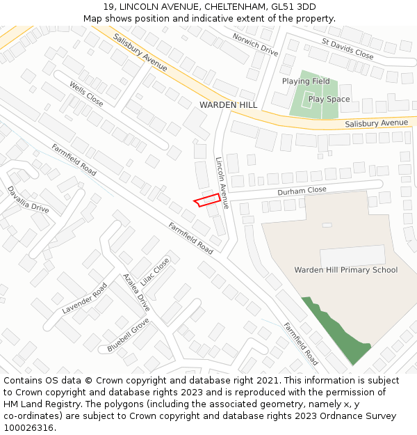 19, LINCOLN AVENUE, CHELTENHAM, GL51 3DD: Location map and indicative extent of plot