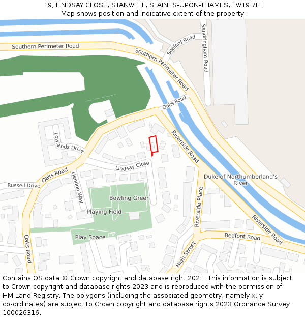 19, LINDSAY CLOSE, STANWELL, STAINES-UPON-THAMES, TW19 7LF: Location map and indicative extent of plot