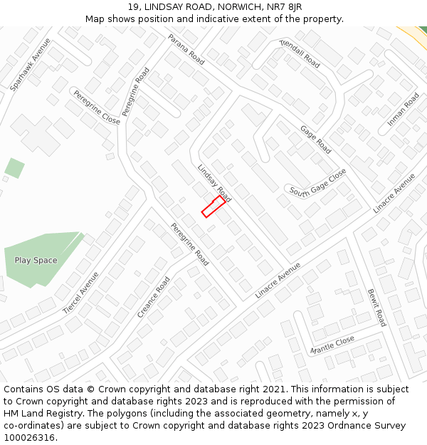 19, LINDSAY ROAD, NORWICH, NR7 8JR: Location map and indicative extent of plot