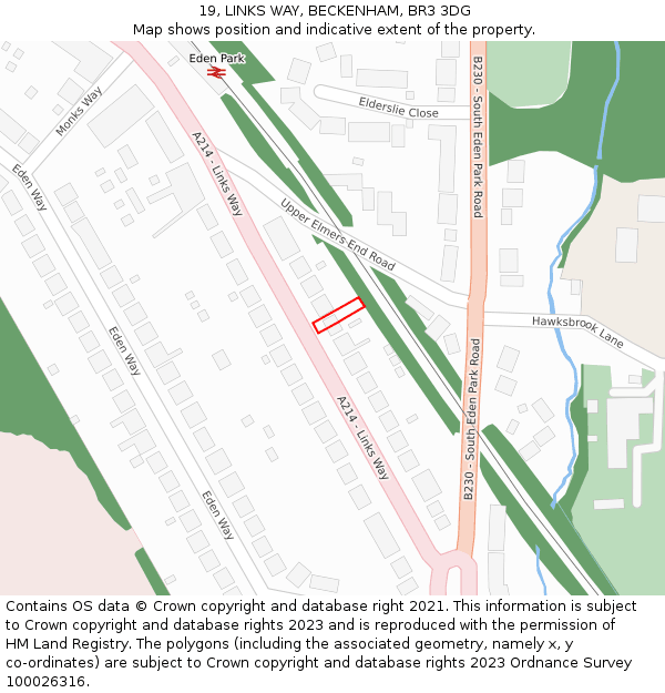 19, LINKS WAY, BECKENHAM, BR3 3DG: Location map and indicative extent of plot