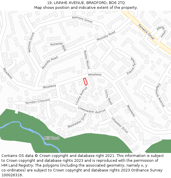 19, LINNHE AVENUE, BRADFORD, BD6 2TQ: Location map and indicative extent of plot
