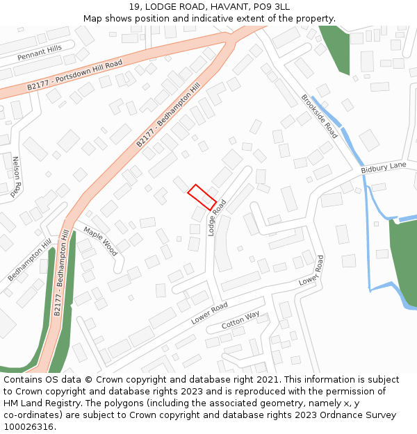 19, LODGE ROAD, HAVANT, PO9 3LL: Location map and indicative extent of plot