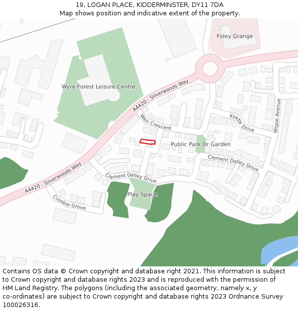 19, LOGAN PLACE, KIDDERMINSTER, DY11 7DA: Location map and indicative extent of plot