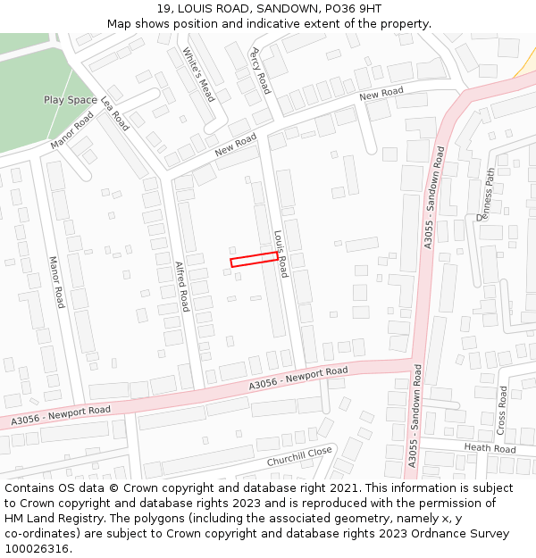 19, LOUIS ROAD, SANDOWN, PO36 9HT: Location map and indicative extent of plot