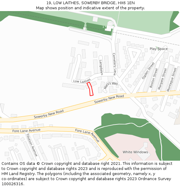 19, LOW LAITHES, SOWERBY BRIDGE, HX6 1EN: Location map and indicative extent of plot