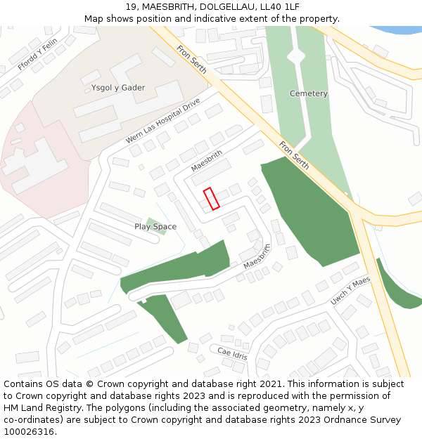 19, MAESBRITH, DOLGELLAU, LL40 1LF: Location map and indicative extent of plot