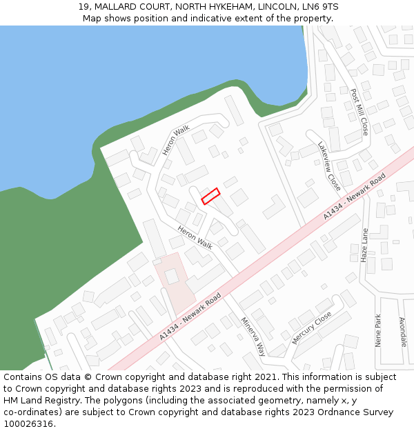 19, MALLARD COURT, NORTH HYKEHAM, LINCOLN, LN6 9TS: Location map and indicative extent of plot