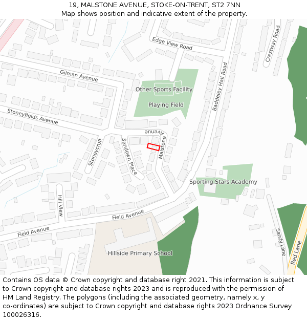 19, MALSTONE AVENUE, STOKE-ON-TRENT, ST2 7NN: Location map and indicative extent of plot