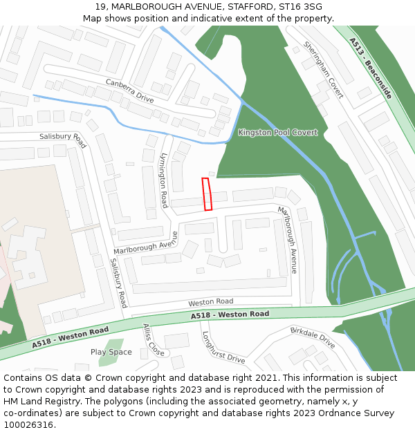 19, MARLBOROUGH AVENUE, STAFFORD, ST16 3SG: Location map and indicative extent of plot