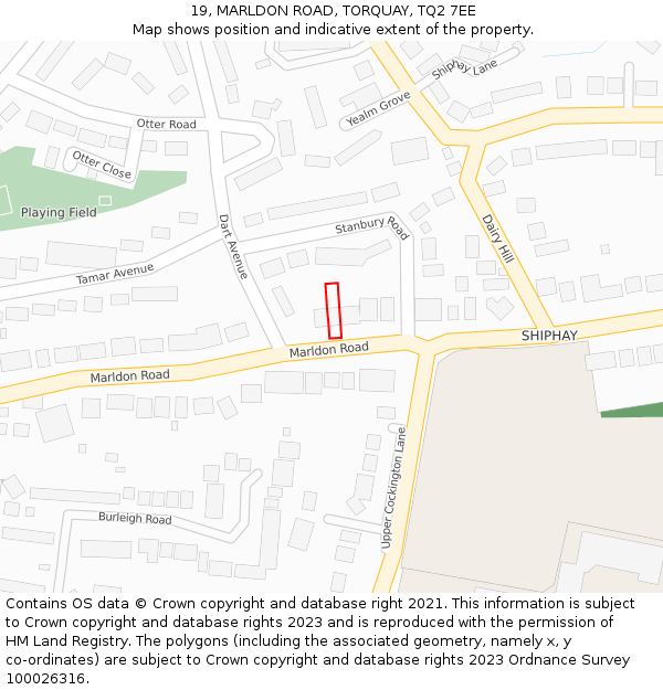 19, MARLDON ROAD, TORQUAY, TQ2 7EE: Location map and indicative extent of plot