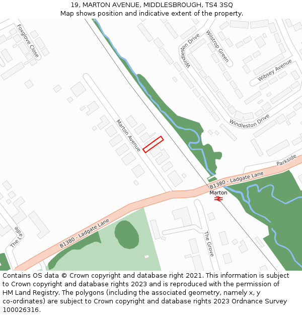 19, MARTON AVENUE, MIDDLESBROUGH, TS4 3SQ: Location map and indicative extent of plot