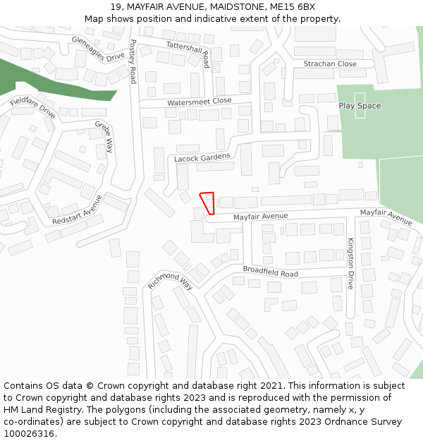 19, MAYFAIR AVENUE, MAIDSTONE, ME15 6BX: Location map and indicative extent of plot