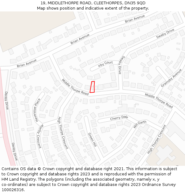 19, MIDDLETHORPE ROAD, CLEETHORPES, DN35 9QD: Location map and indicative extent of plot