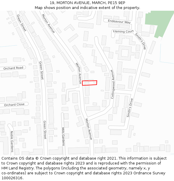 19, MORTON AVENUE, MARCH, PE15 9EP: Location map and indicative extent of plot