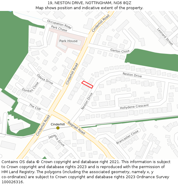 19, NESTON DRIVE, NOTTINGHAM, NG6 8QZ: Location map and indicative extent of plot