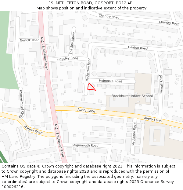 19, NETHERTON ROAD, GOSPORT, PO12 4PH: Location map and indicative extent of plot